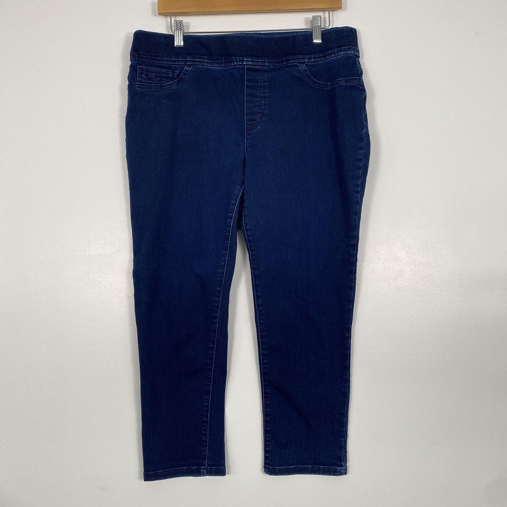 Lauren Ralph Lauren Jeans Womens 14 Blue Dark Wash Pull On Jegging Crop Stretch‎
